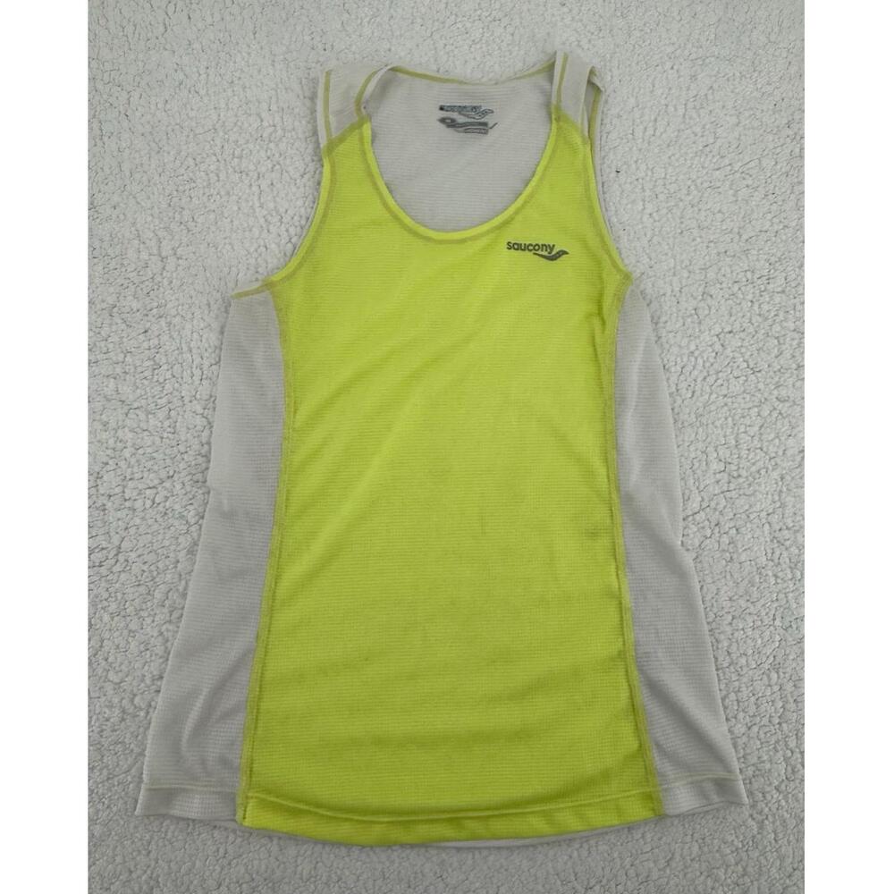 Saucony Yellow Gray Sleeveless Saucony Logo Athletic‎ Tank Top Extra Small